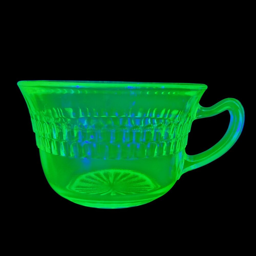 Vintage Uranium Depression Glass Green Collectible Tea Cup